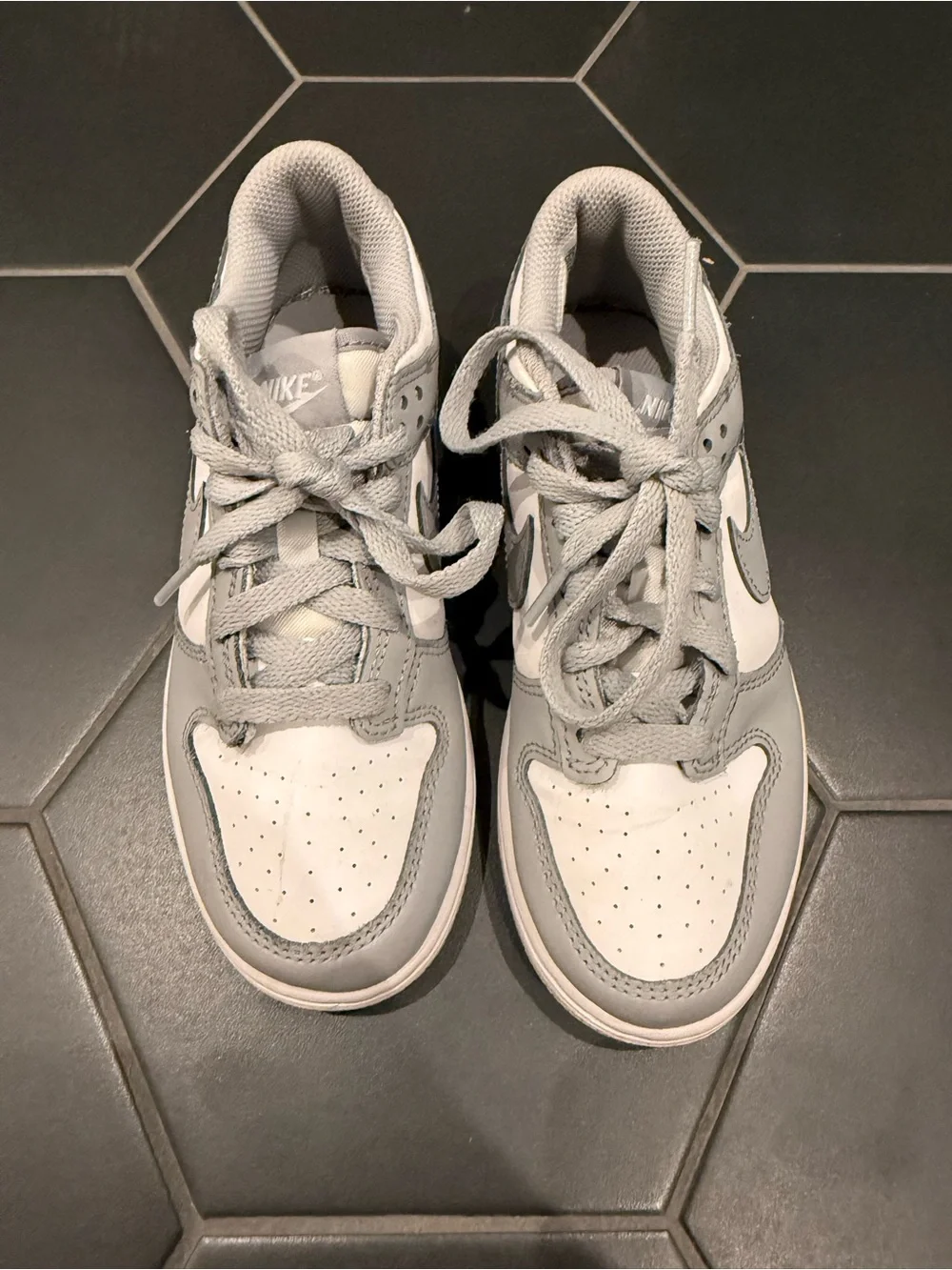 Nike Kids White and Gray Low-Top Sneakers